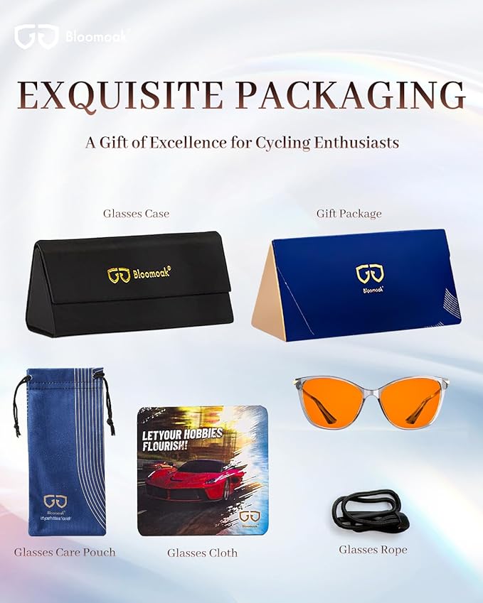 Bloomoak Cat-Eye Blue-Light Glasses | 99% Filter Amber Lens |Oversized frames Make you Look Younger| Sleep & Gaming