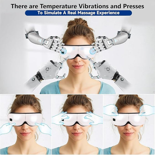 Eye Massager with Heat; Migraine Relief Mask Massager; Bluetooth Eye Mask for Dry Eyes; Relaxation with 5 Massage Modes and 180° Folding Design Gifts for Women/Man