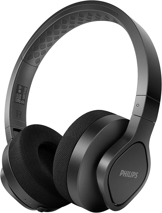 Philips A4216 Wireless Headphones, Over-Ear Bluetooth Headphones with Powerful Bass, Sound, 40 mm Drivers, 35 Hours Battery, Fast Charging,230g Lightweight, Washable/Cooling Ear-Cup, IP55, Black