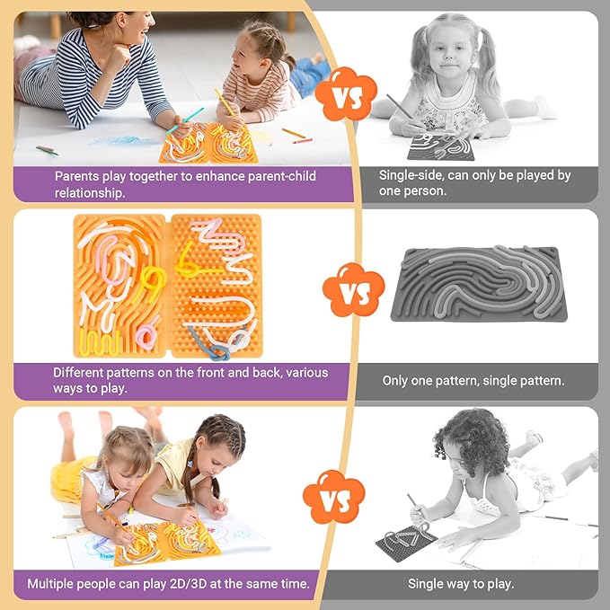 Sensory Activity Board, Four-Sided Silicone Sensory Fidget Toy, Promotes Parent-Child, Suitable for Autism, Calming, ADHD, Great for Children 3+ & Adultsand 25 (Light Orange)