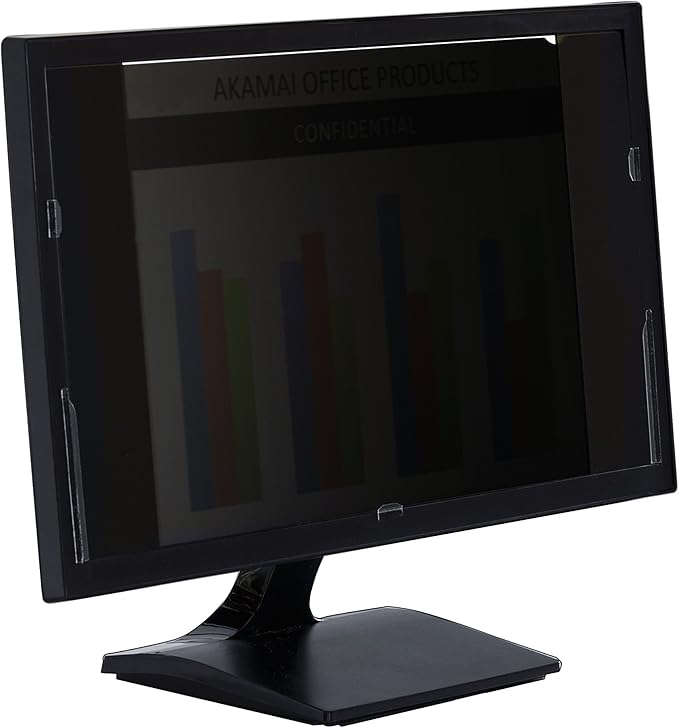 23.6 inch Computer Privacy Screen (16:9) - Black Security Shield - Desktop Monitor Protector - UV & Blue Light Filter by Akamai (23.6 inch Diagonally Measured, Black)