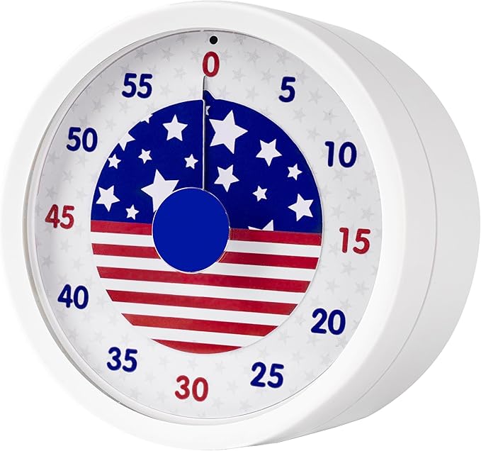 TWENTY5 SEVEN Countdown Timer 3 inch, Silent 60 Minute 1 Hour Visual Timer with Pause, Magnetic Classroom Teaching Tool Office Meeting, Countdown Clock for Kids Time Management, Red White and Blue