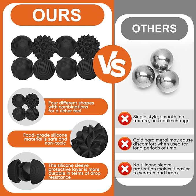 4 Pieces Fidget Toys Adults Magnetic Fidget Balls Silicone Magnetic Fidgets Anxiety Relief Items for Anxiety ADHD Portable Desk Toys for Office Travel Home Party Gift Class Prizes(Black, 4)