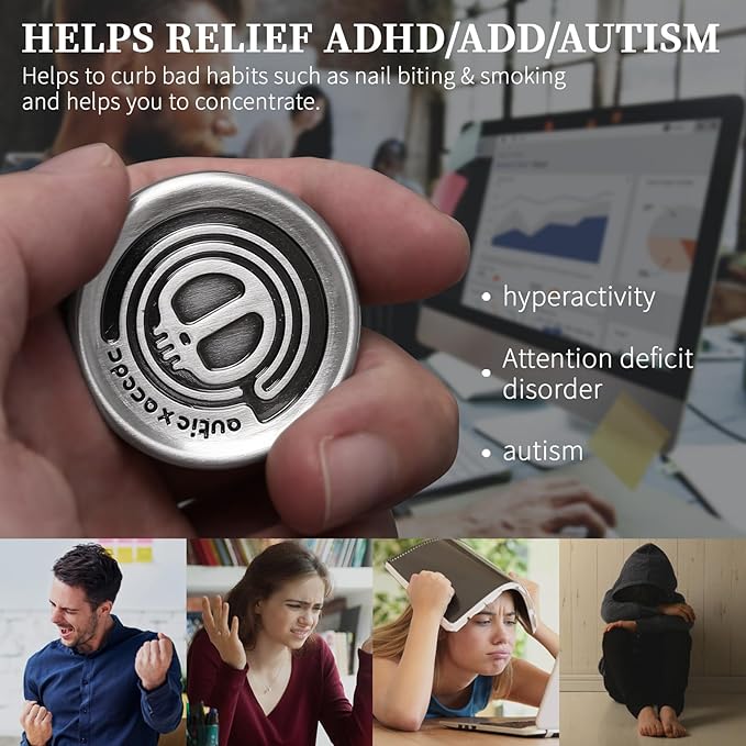 Metal Fidget Slider Gift Pack, EDC Fidget Toy for Adults, Home Office Executive Desk Toy Stress Relief Toy, Ideal Gifts for ADHD, ADD & Autism (Silver)