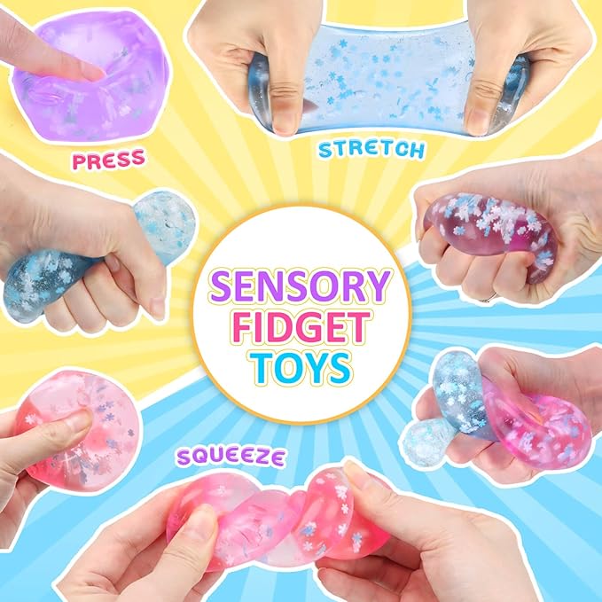 Ice Cube Fidget Toy for All Ages: 3 Pack Soft Cubes Sensory Fidget Ice Cube Stress Ball Squishy Cube Stress Relief Toys for Kids, Teens and Adults Party Favors, Birthday Gift for Kids Age 3+