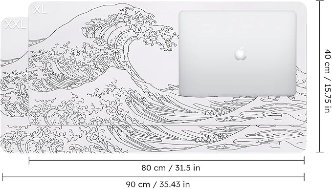 iCasso White Mouse Pad, Extended Gaming Mouse Pad (35.4x15.7 in), Large Stable Rubber Base Mousepad with Stitched Edges, Keyboard Mouse Mat Desk Pad for Work, Game, Office, Home