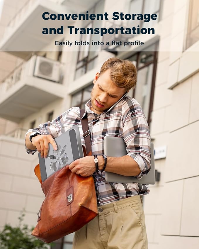 Adjustable Laptop Stand for Desk - Portable Laptop Riser with Rotating Base, Foldable Aluminum Computer Stand, Ergonomic Laptop Holder for MacBook Pro/Air Dell HP Lenovo Notebook up to 16" (Silver)