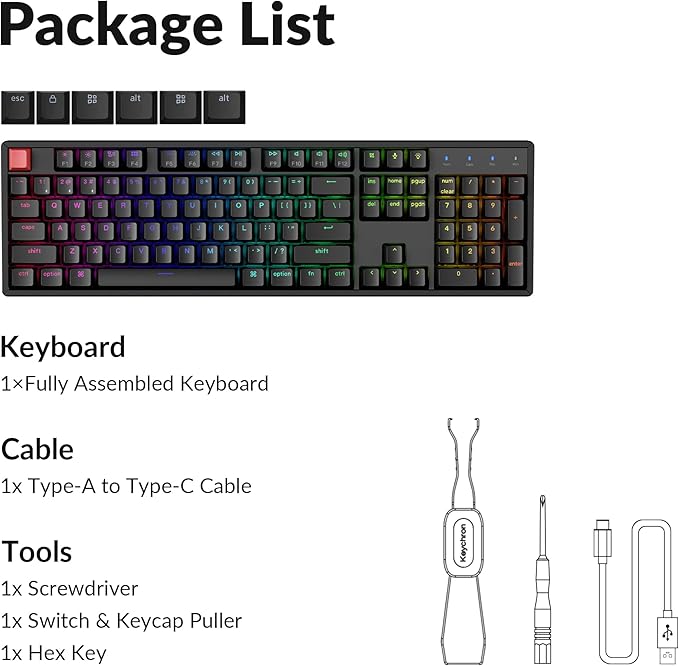 Keychron K10 Full Size 104 Keys Bluetooth Wireless/USB Wired Mechanical Gaming Keyboard for Mac with Keychron Super Red Switch/RGB Backlight/Computer Keyboard for Windows, Aluminum Frame(Version 2)