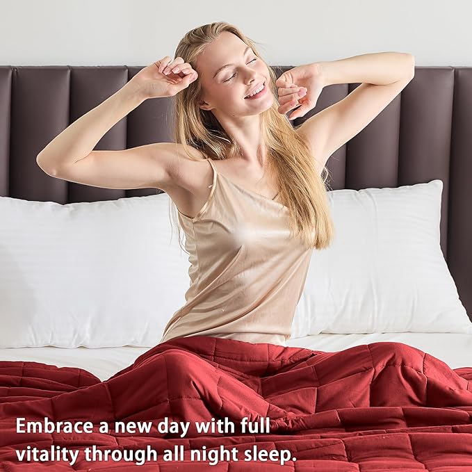 King Size Weighted Blanket for Adults (20 lbs, 80” x 87”, Red) Cooling Heavy Blanket for Sleeping Perfect for 190-210 lbs, Breathable Blanket for Adults & Couple All Season, Machine Washable