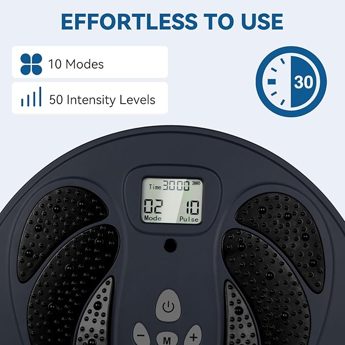 1-STEP EMS Foot Massager for Neuropathy Electronic Foot Stimulator TENS Feet Circulation Stimulator with 10 Modes 50 Intensities Electronic Muscle Stimulator