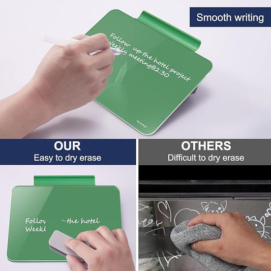 TSJ OFFICE Small Desktop Whiteboard - Glass Dry Erase Board 8 X 6 Inches Tabletop Easel Whiteboard with Stand, Desk Board Buddy for Artist, Teacher and Student