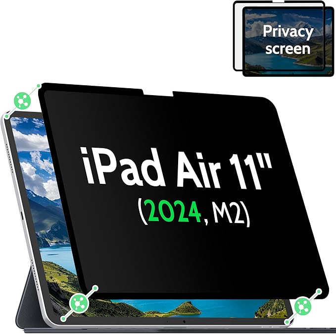 Nano Privacy Screen Protector Compatible with iPad Air 11 M2/M3 (6/7th Generation,2024/2025) , Anti-Glare Blue Light Film Anti-Spy Filter, Bubble-Free Shield Easy Install Guard Removable Cover