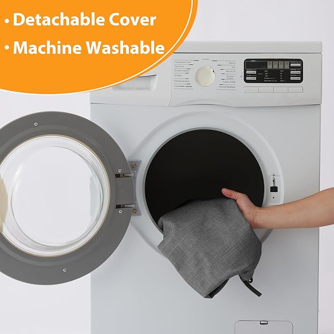 Chair Cushions for Dining Chairs, 2" Thick Seat Cushions for Kitchen Chairs, D-Shaped Chair Pads with Washable Cover, Ties and Non Slip Backing, 17'' x 16'', Set of 4, Dark Grey