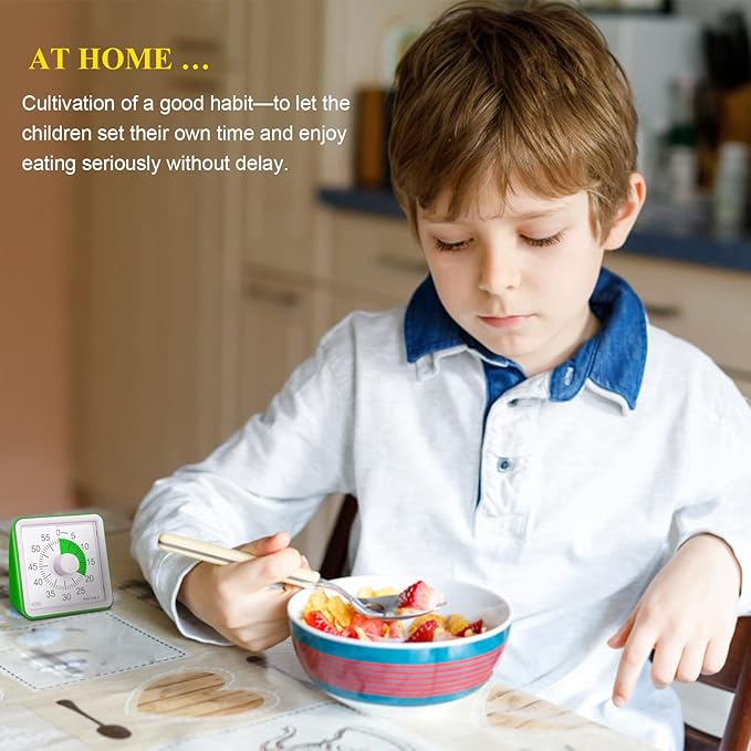 Secura 60-Minute Visual Timer, Classroom Timer, Countdown Timer for Kids and Adults, Time Management Tool for Teaching (Green & Green)