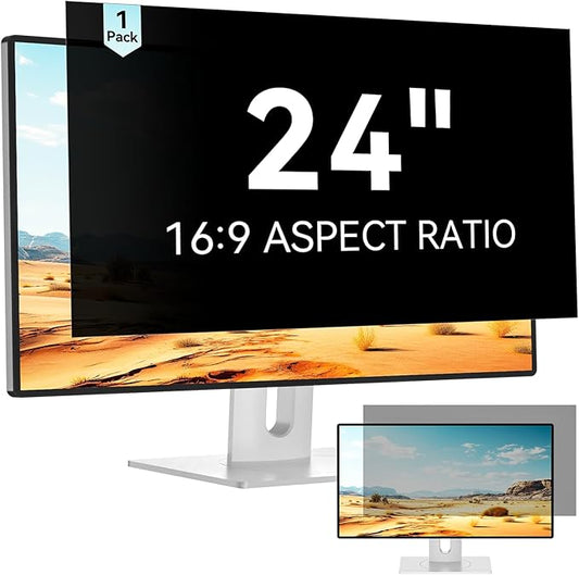 Mamol 24 Inch Computer Privacy Screen Filter for 16:9 Aspect Ratio Widescreen Monitor - Removable Computer Screen Privacy Shield and Anti Glare Blue Light Filter, Anti-Scratch Screen Protective Film