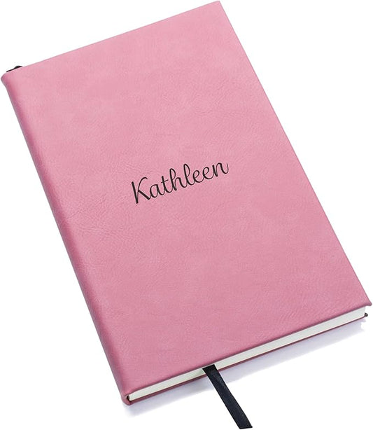 Lifetime Creations Personalized Journal Notebook (Pink) - Customized Hardcover Vegan Leather Writing Notepad, Business Meeting Hard Cover Note Book Gift for Professionals