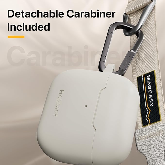 MAGEASY Designed for AirPods 4 Case - Shockproof Protective Case for AirPods 4, Stain-Resistant, Smooth & Skin-Friendly, Support Wireless Charging - Skin (Starlight White)