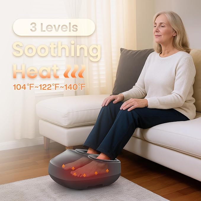 COMFIER Shiatsu Foot Massager with Heat, Electric Feet Massager Machine for Plantar Fasciitis Neuropathy,Gifts for Women,Men,Remote Control,Pause Function,Foot Warmer (Gray)