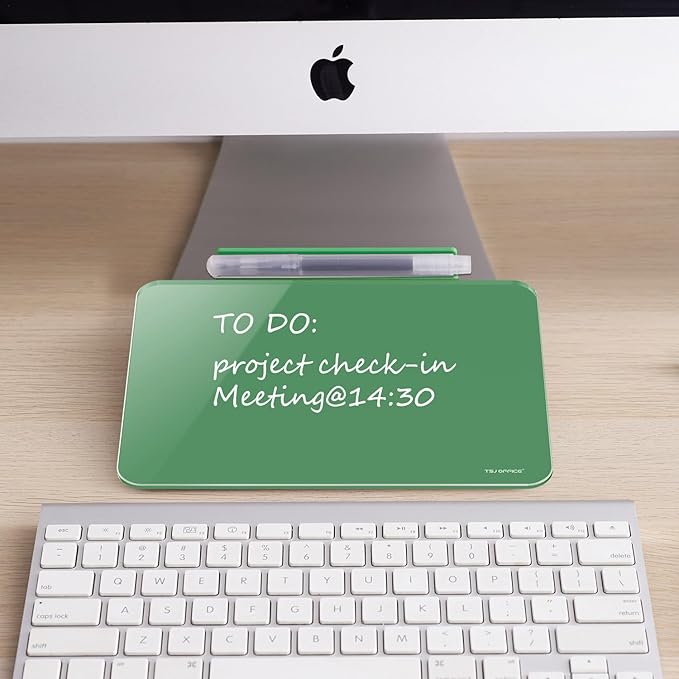 TSJ OFFICE Small Desktop Whiteboard - Glass Dry Erase Board 8 X 6 Inches Tabletop Easel Whiteboard with Stand, Desk Board Buddy for Artist, Teacher and Student