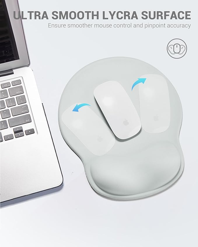 Ergonomic Mouse Pad Wrist Support, Comfortable Mouse Pad Wrist Rest, Relieve Wrist Pain Gel Mouse pad, Non-Slip Rubber Base Mousepad for Laptop, Computer, Prefect for Office(Light Gray