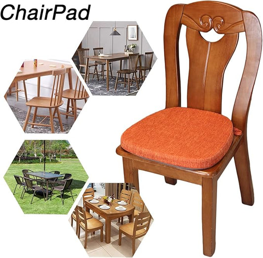 4 Pack Seat Cushion with Ties for Kitchen Chairs - Memory Foam Non Slip Dining Room Chair Pad with Machine Washable Cover [16.5 x 16.2 Inches] - (Orange,4)