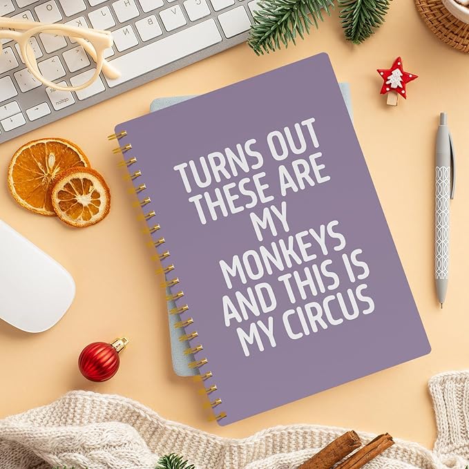 EKGJW Funny Notebooks for Work,Purple Aesthetic Journal, Funny Boss Day Gifts, Boss Gifts for Men Women, Funny Gifts for Boss, Boss Office Decor, Spiral Notebook 5.5x8.3 Inch