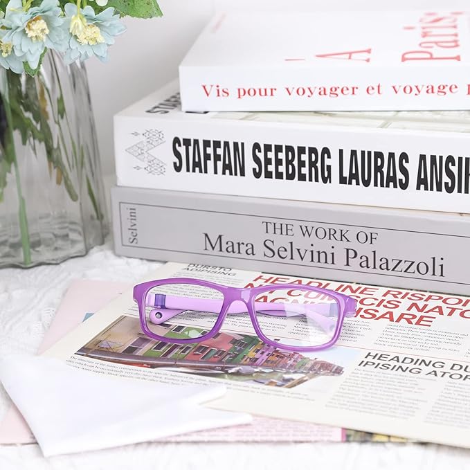 BiBiBear Toddler/Kids/Teens Glasses - Unbreakable TR90 Frame, 180° Flexible, Lightweight & Safe Glasses for Kids Age 2-15