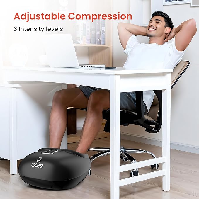 COMFIER Shiatsu Foot Massager with Heat, Kneading Rolling,Vibration, Compression,Remote Control,Foot Massage for Neuropathy,Plantar Fasciitis,Gift for Men Size 13“