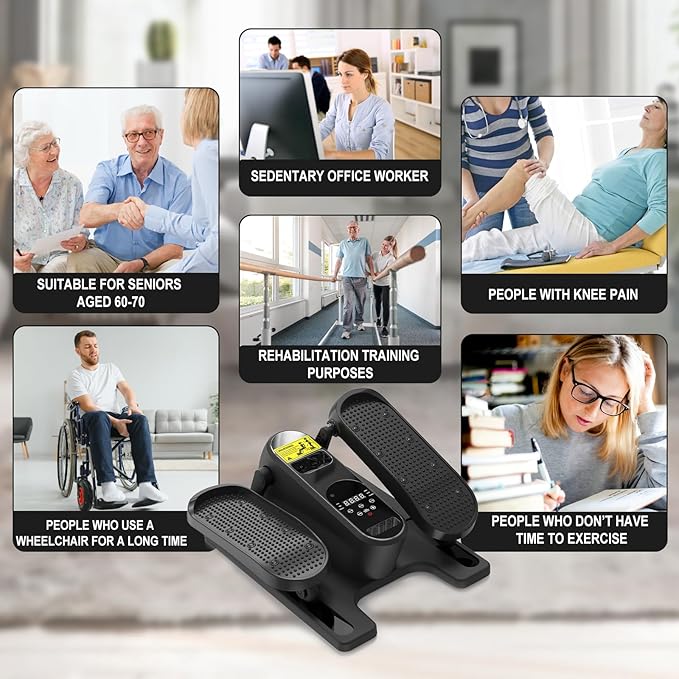 Under Desk Elliptical Machine Quiet Portable Elliptical Machine Ellipse Leg Exerciser with Remote Control and 12 Adjustable speeds