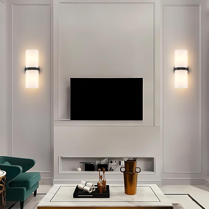 Black LED Wall Sconce Set of 2 Indoor Hardwired Up and Down Wall Lights for Living Room Bedroom Hallway Corridor Warm White 3000K (Without G9 Bulbs)