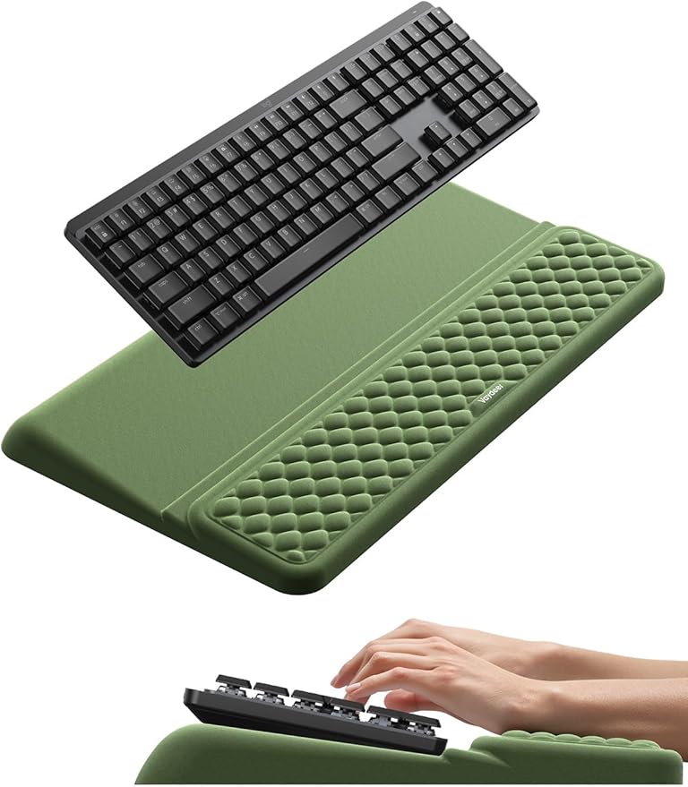 Vaydeer Wrist Rest with Keyboard Stand, Computer Wrist Support Pad, Ergonomic Keyboard Riser Holder Lifter Tray with Wrist Pad, Soft Memory Foam Desk Cushion, Palm Hand Typing for Office Home School