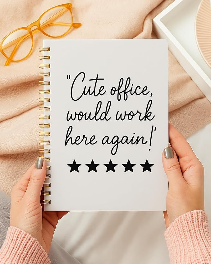 Funny Office Supplies Notebook, Work Journal for Women Men Coworkers, Coworker Sarcastic Gifts, Cute Office Would Work Here Again Humorous Spiral Notebook, 5.5x8.3 Inch 563