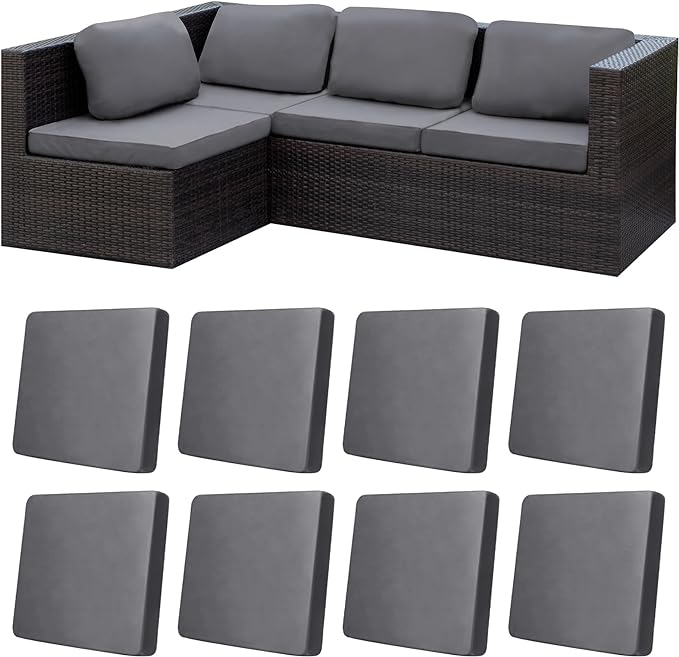 8Pcs Stretch Patio Cushion Covers,Outdoor Couch Covers Replacement,Outdoor Couch & Sofa Slipcovers,for Patio Furniture Cushion Covers,Washable Reusable urniture Protector (Gray, Cover Only)