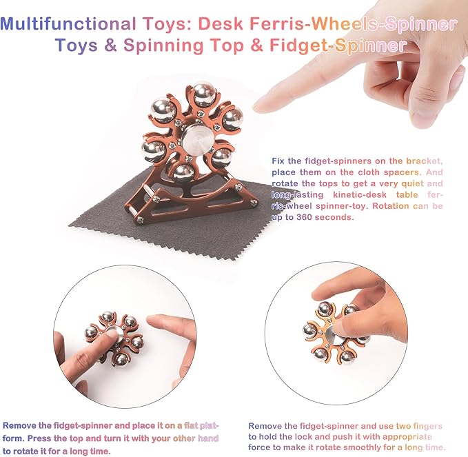 Desk-Fidget-Toys for Ferris-Wheels-Spinner: Metal Kinetic-Spinner 4mins, Cool-Gadgets for Kid Children Teen Adult EDC-Toy, ADHD Tools Cool-Stuff Stress Relief for Office Home School Christmas