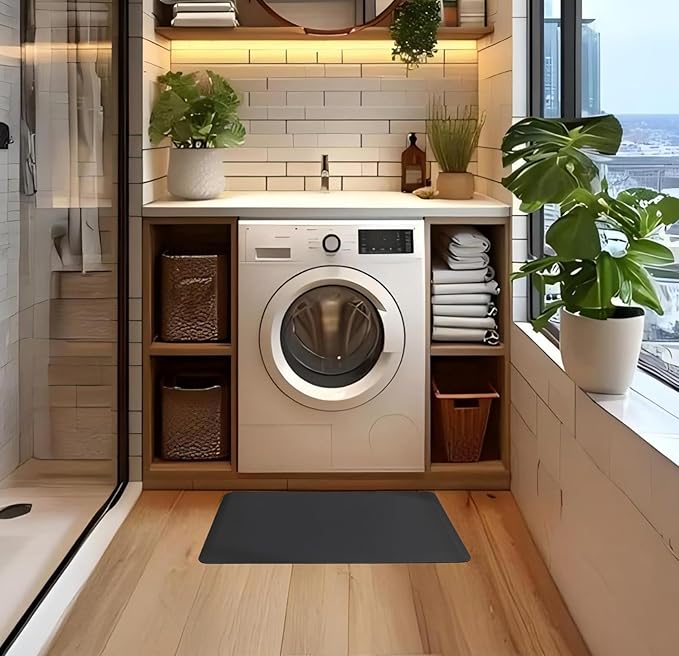 Anti Fatigue Kitchen Rugs Kitchen Mats for Floor,Cushioned Non-Slip Waterproof Ergonomic Comfort Rug Standing Mat for Kitchen,Doing Dishes,Floor,Home,Office,Sink,Laundry,Black,17.3"x 28"