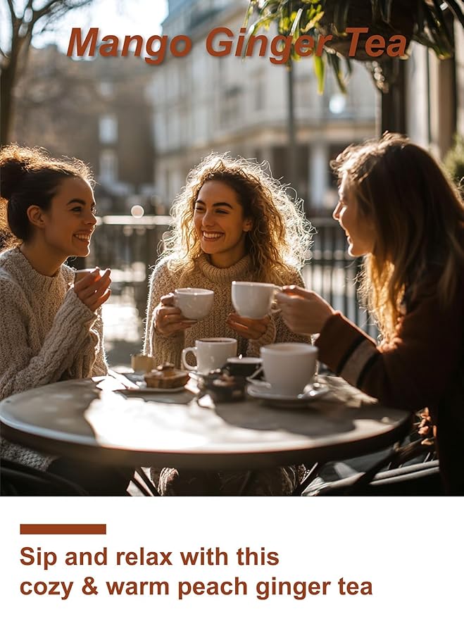 TeeLux Mango Ginger Tea, Zesty Ginger Root & Warm Cinnamon & Sweet Spices Blend, Caffeine Free, Aromatic & Flavorful, 100 Count