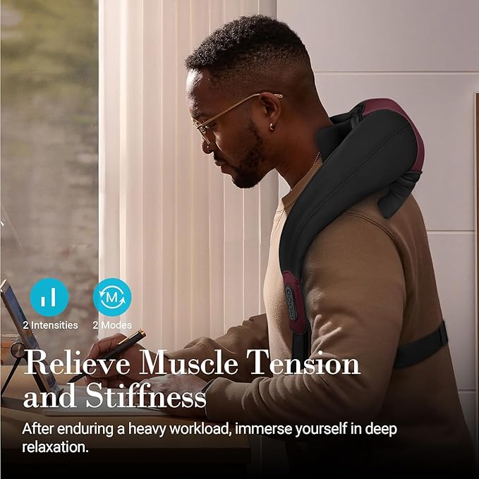 Shiatsu Neck Massager with Heat - Upgarded Kneading Massage for Muscle Relaxation,Cordless 4D Expert Neck Shoulder Massager for Pain Relief,Ideal Gift for Men,Women