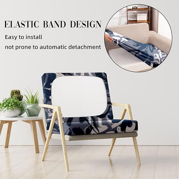 8Pcs Stretch Patio Cushion Covers Outdoor Cushion Cover, Jacquard Stretch Cushion Covers, Cover Replacement, Outdoor Sofa Covers, Washable Furniture Couch Cushion Cover (Grey Flower)