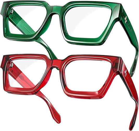 VISOONE 2 Pack Blue Light Blocking Glasses Rectangle Frame and Chic Preppy Look for Women Men RIVER