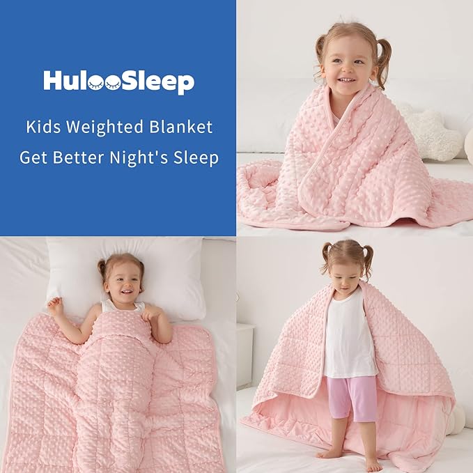 Kids Weighted Blanket Twin 7lbs (41"×60",Pink) Breathable Soft Minky Weighted Throw Blanket for All Season,Heavy Blanket with Premium Glass Beads