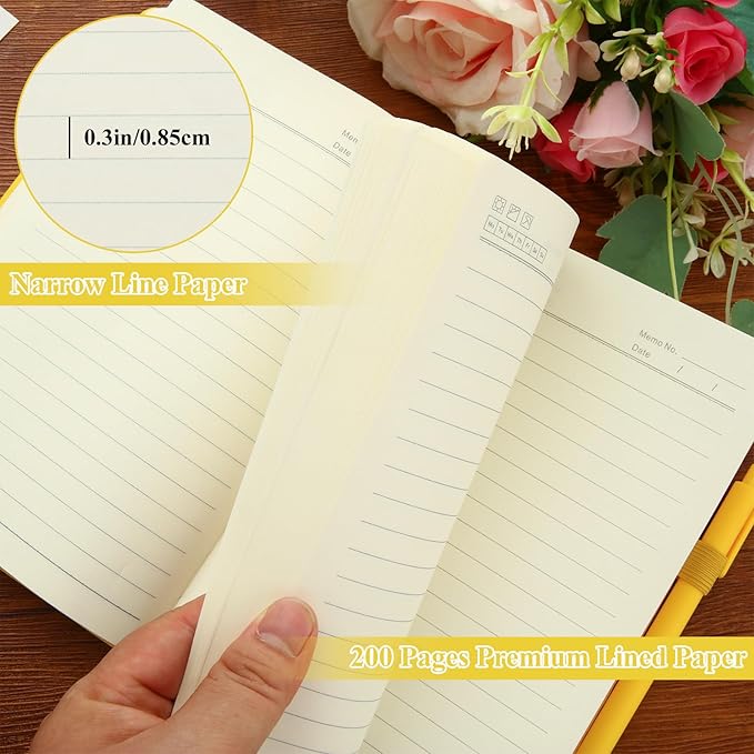 MIVIDE 10 Pack Journal Notebook Bulk with 10 Pens, A5 Lined Notebook Journals Bulk, Hardcover Notebook, College Ruled Notebook for Work Writing School Office, 5.7" x 8.3", Yellow