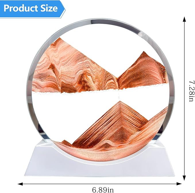Aoderun 7" Moving Sand Art Liquid Motion with Light 3 Color Changing Moving Sand Art Picture Round Glass 3D Deep Sea Sand Art Sandscapes for Adult Relaxing Toys Desktop Home Office(Orange)