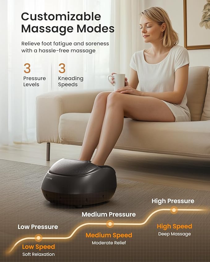 RENPHO Foot Massager Machine with Heat [2025 Upgraded], Shiatsu Foot Massager for Plantar Fasciitis, Birthday Gifts for Women, Wireless Control, FM059R-BK