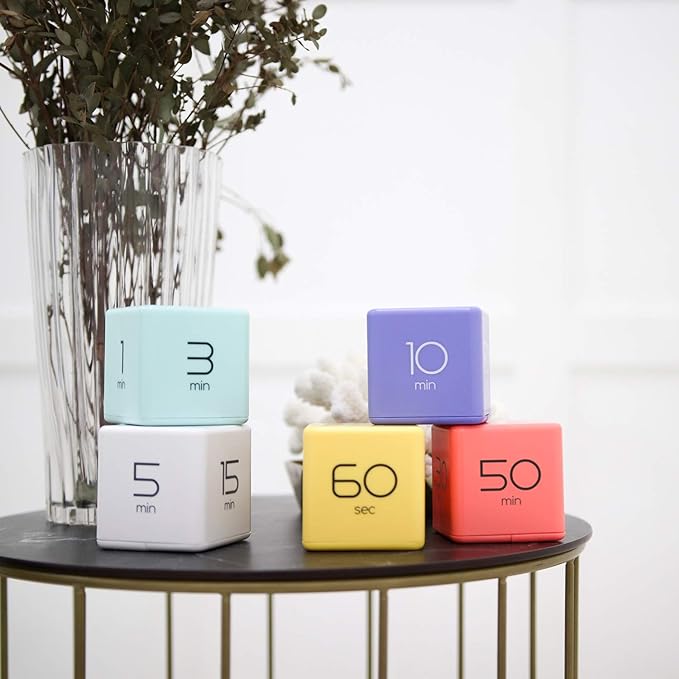 mooas Cube Timer (White), Timers Cube Flip Block Timers Productivity Gravity Sensor Time Management for Kids ADHD Classroom Kitchen Desk Workout Cooking Study 5, 15, 30, 60 min Timer Setting