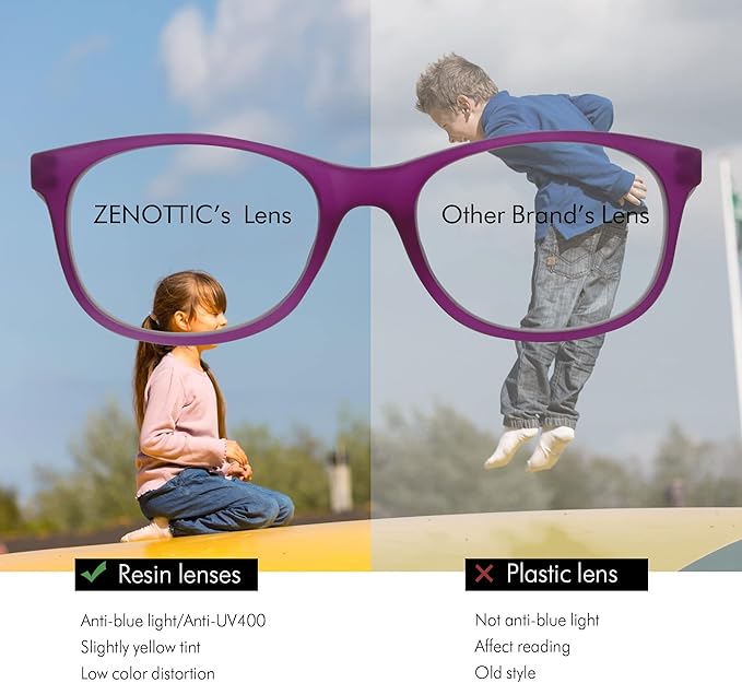 ZENOTTIC Kids Blue Light Blocking Glasses Anti Glare Lens Lightweight Frame Computer Eyeglasses for Boys and Girls