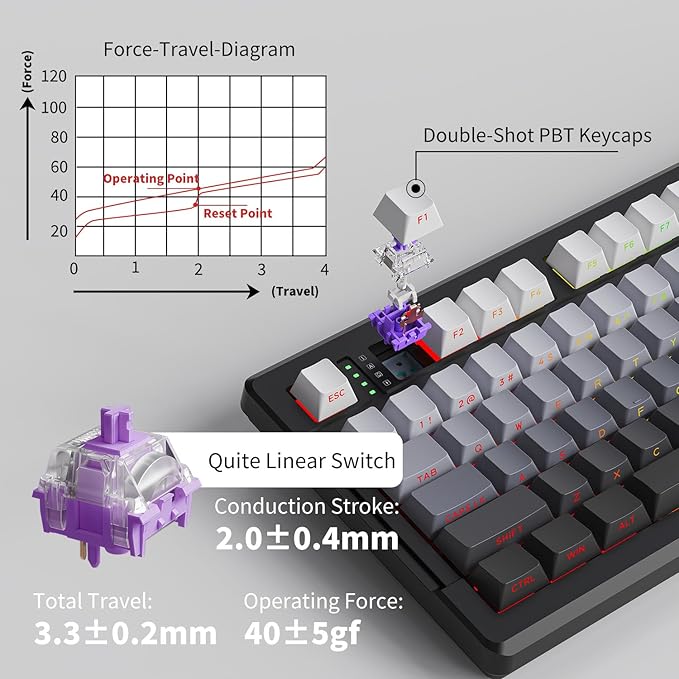 EWEADN X99 Wireless Mechanical Keyboard - 99 Keys, Three Mode Connectivity- BT5.0/2.4GHz/USB-C, Hot-Swappable PCB, Gasket Mount, 8000mAh Battery, PBT Double-Shot Keycaps, 16.8M RGB Lighting
