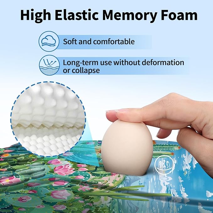 Ergonomic Mouse Pad with Wrist Rest Support, Mousepad with Comfortable Memory Foam Wrist Rest and Non-Slip PU Base for Pain Relief, Computer, Laptop, Office, Home (Cactus)