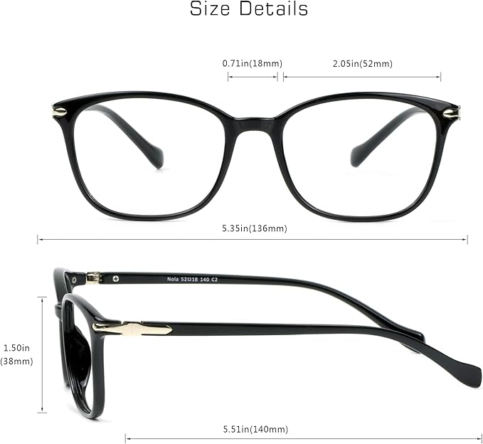 VisionGlobal Blue Light Blocking Glasses for Women/Men, Anti Eyestrain, Computer Reading, TV Glasses, Stylish Square Frame, Anti Glare(Black,+0.25 Magnification)