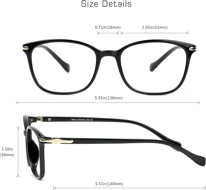 VisionGlobal Blue Light Blocking Glasses for Women/Men, Anti Eyestrain, Computer Reading, TV Glasses, Stylish Square Frame, Anti Glare(Black,+3.25 Magnification)