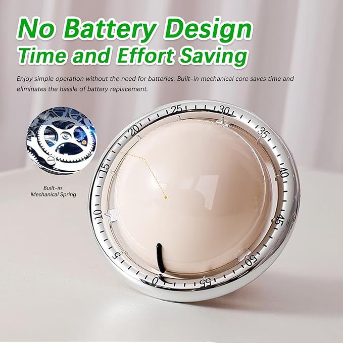 Mechanical Kitchen Timer, Cute Wind Up 60-Minute Manual Countdown for Kids, Classroom, Home, Study and Cooking